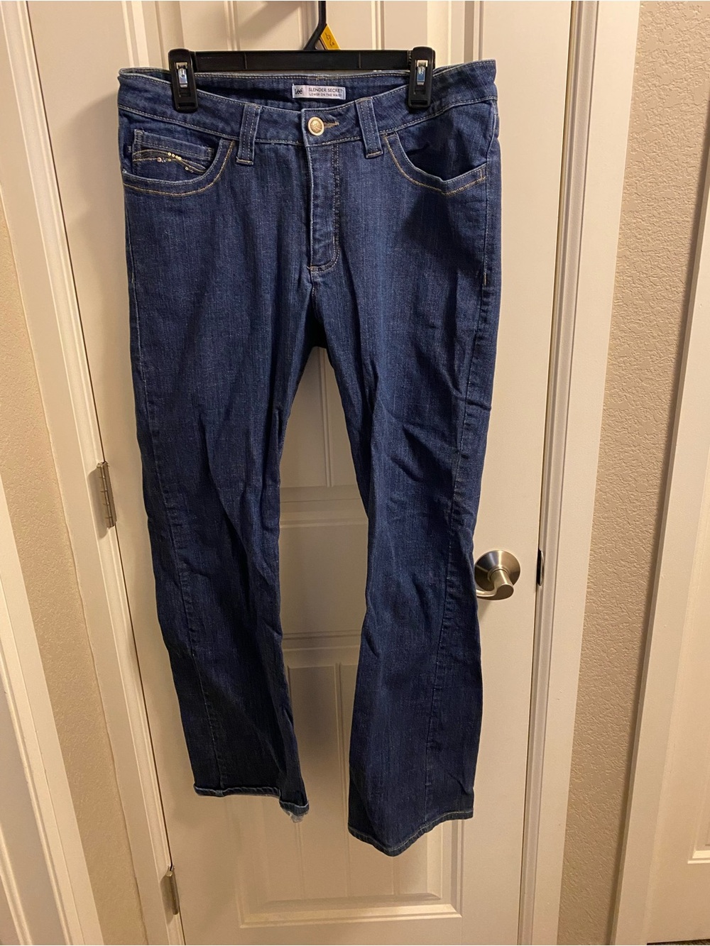 Lee Slender Secret Jeans 12 Lower Waist Stretch Bling Dark Blue Denim No Size Tg